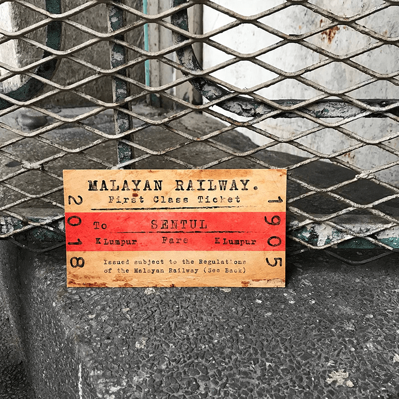 A recreation of a 1905 Malaysian railway ticket for Sentul Depot