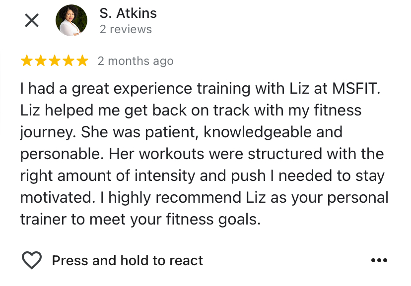 Elizabeth Koh Li Ying - Client Workout Session 1
