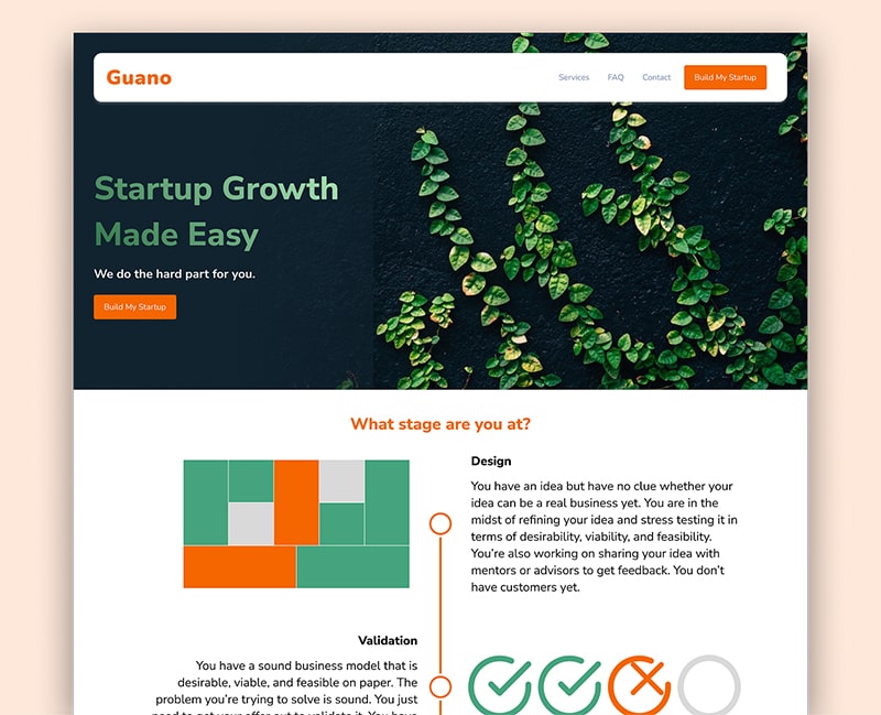 Startup UI mockup