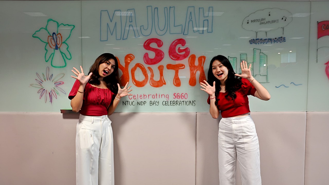 Cheyanne and Evelyn at NTUC NDP Bay Celebrations Media Briefing.jpeg