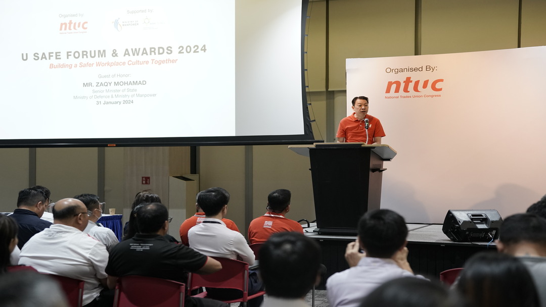 NTUC ASG Melvin Yong giving speech at U Safe Forum and Awards 2024.jpg