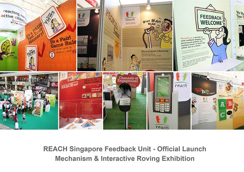 REACH Singapore campaign, containing graphics and exhibitions, with booths and interactive exhibits