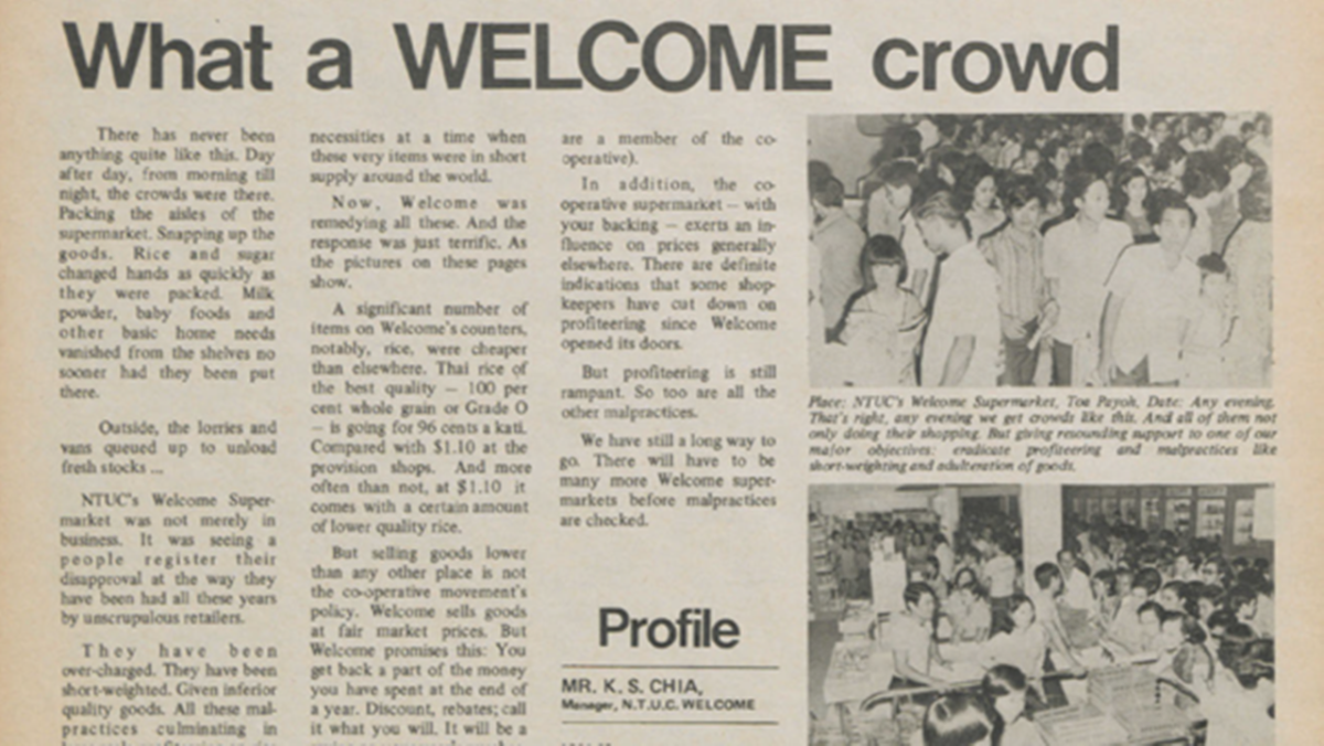 NTUC Welcome Supermarket opened in 1973